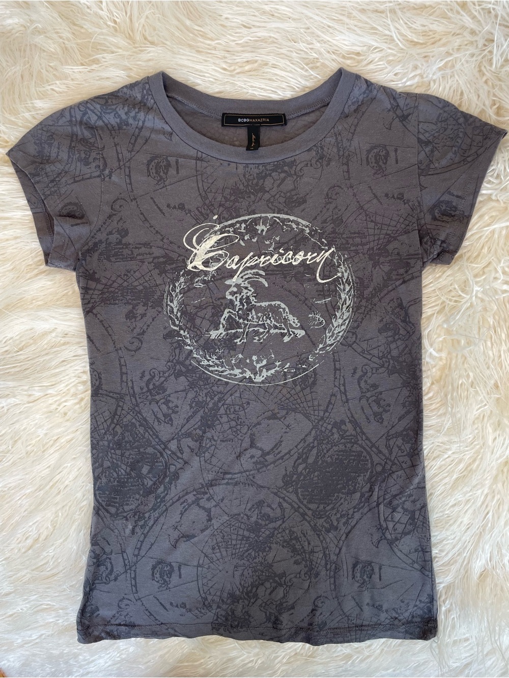 BCBGMaxAzria Women’s Gray Graphic Short-Sleeve Tee